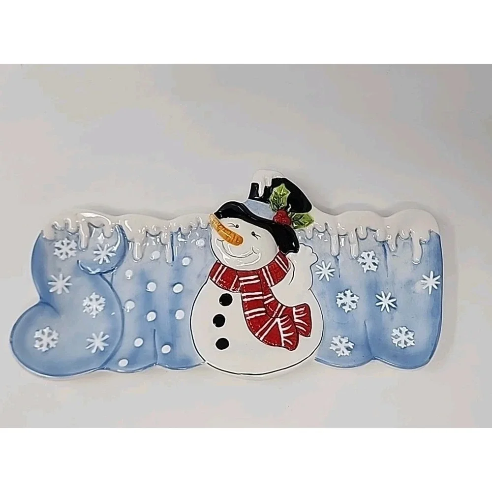 Fitz & Floyd Snowman Server Snack Therapy 12